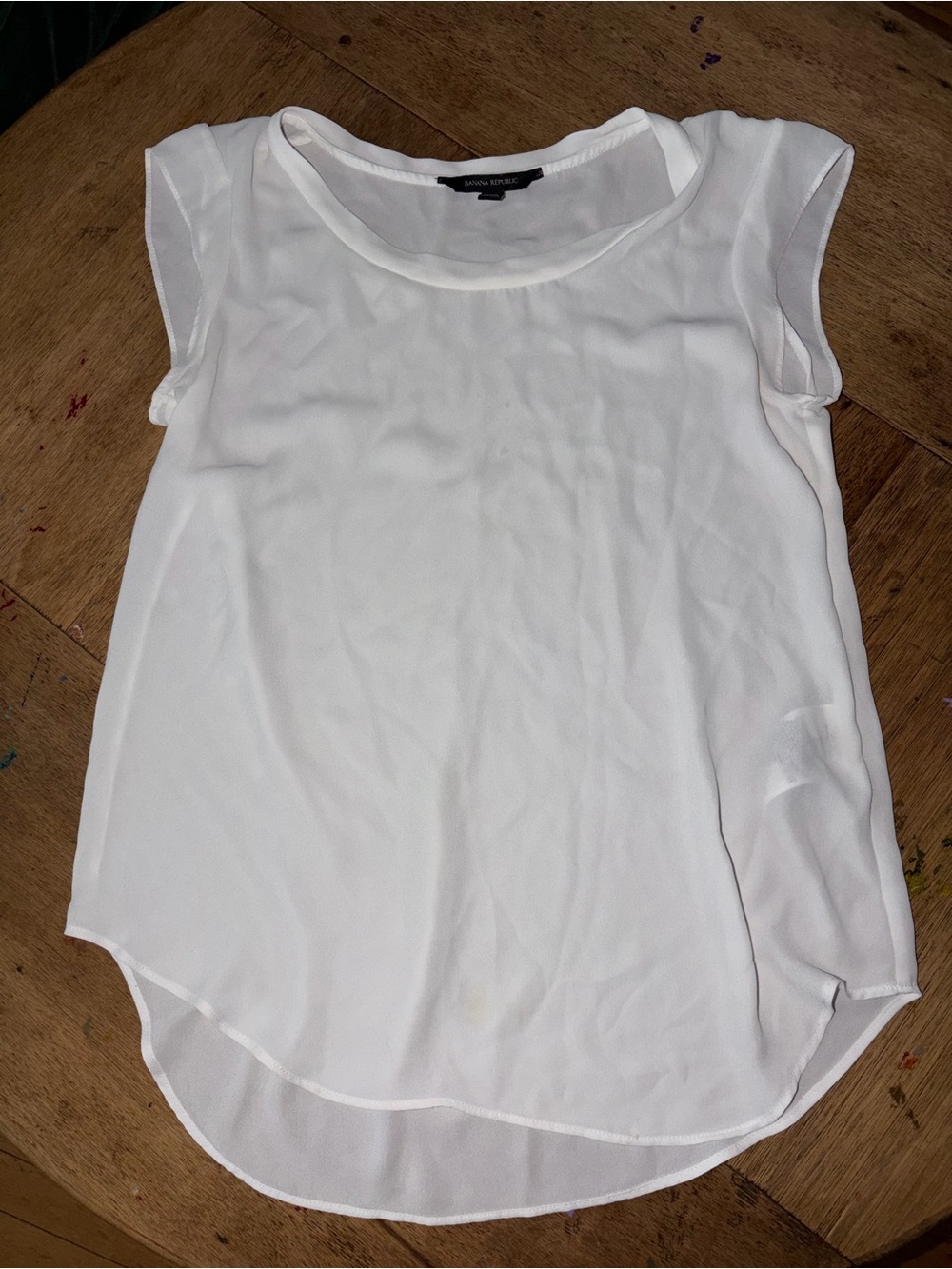 Banana republic white cap sleeve top shirt blouse xs silky